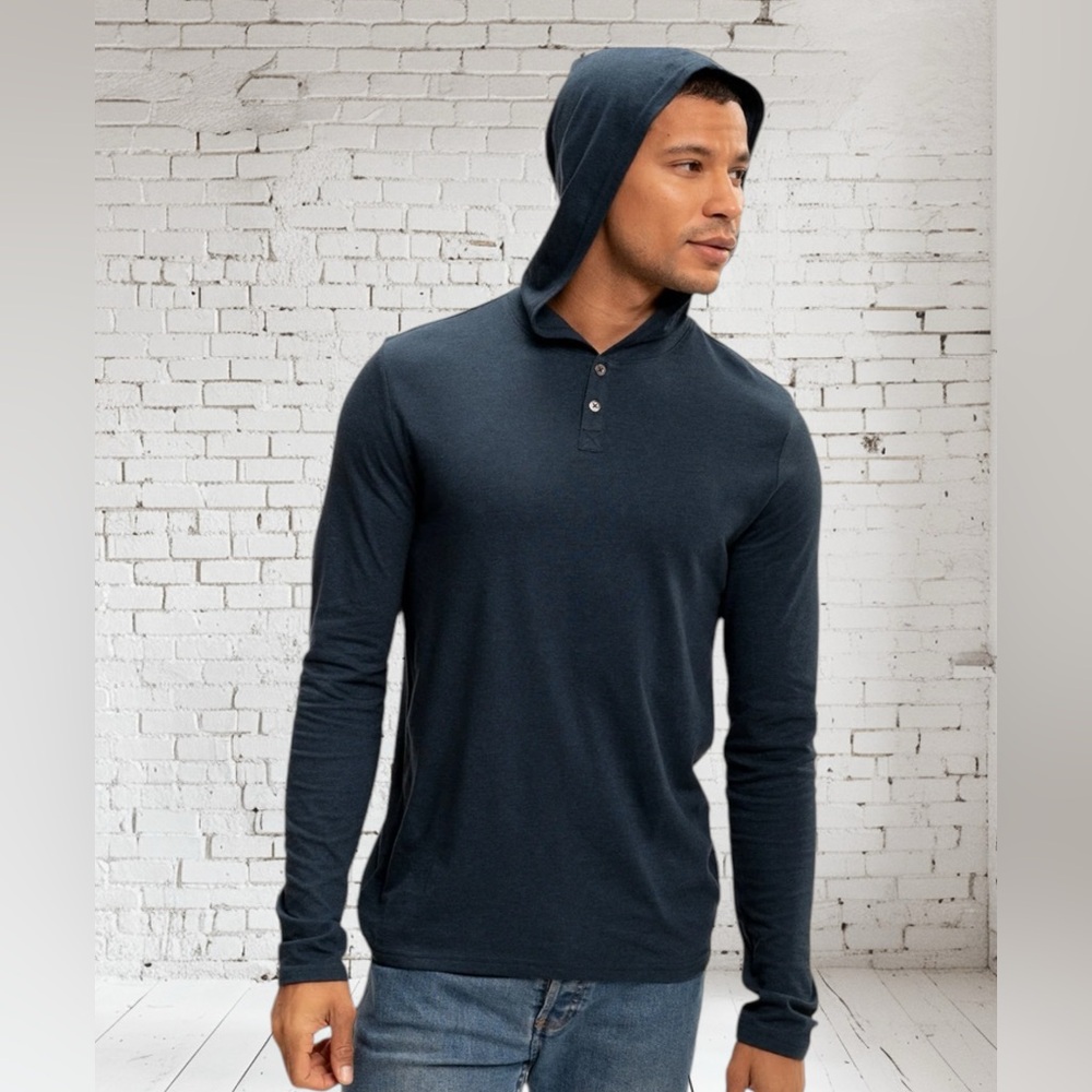 Threads 4 Thought Henley Hoodie NWT | Medium TriBlend Fleece Button‑Neck Fit
